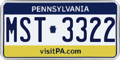 PA license plate MST3322