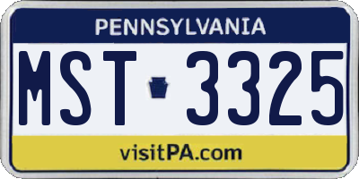 PA license plate MST3325