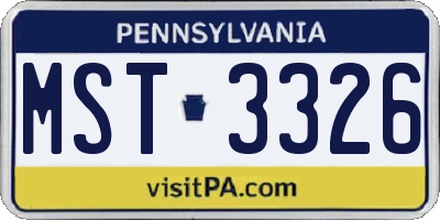 PA license plate MST3326