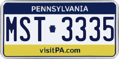 PA license plate MST3335