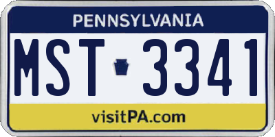 PA license plate MST3341