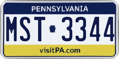 PA license plate MST3344