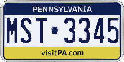 PA license plate MST3345
