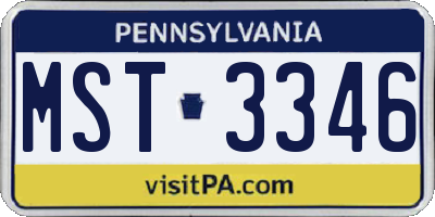 PA license plate MST3346