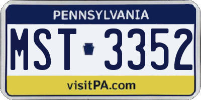 PA license plate MST3352