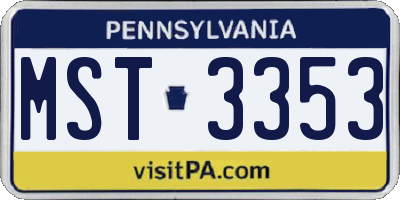 PA license plate MST3353