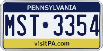 PA license plate MST3354