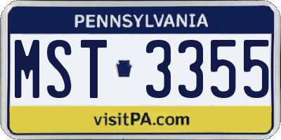 PA license plate MST3355
