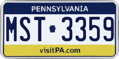 PA license plate MST3359