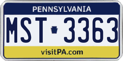 PA license plate MST3363