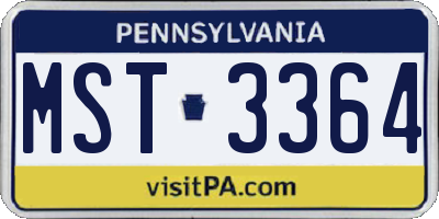 PA license plate MST3364