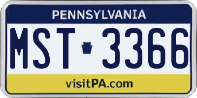PA license plate MST3366