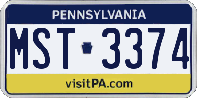 PA license plate MST3374