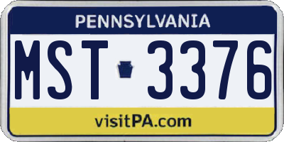 PA license plate MST3376