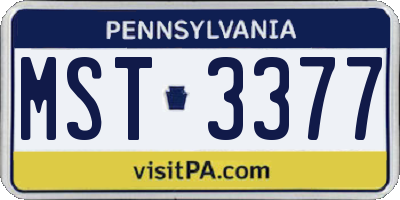 PA license plate MST3377