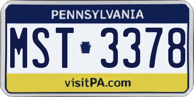 PA license plate MST3378