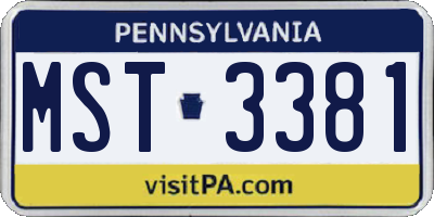 PA license plate MST3381