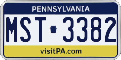 PA license plate MST3382