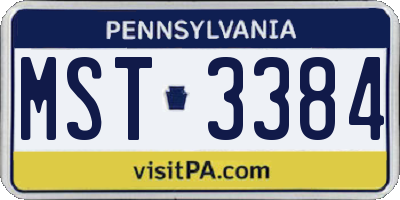 PA license plate MST3384