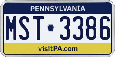 PA license plate MST3386
