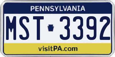 PA license plate MST3392