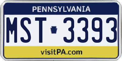 PA license plate MST3393