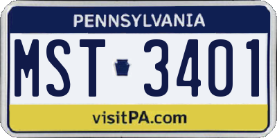 PA license plate MST3401