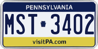 PA license plate MST3402