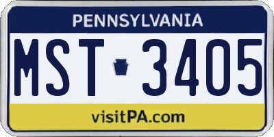 PA license plate MST3405