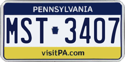 PA license plate MST3407