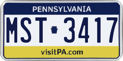 PA license plate MST3417