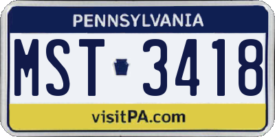PA license plate MST3418