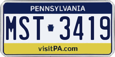 PA license plate MST3419
