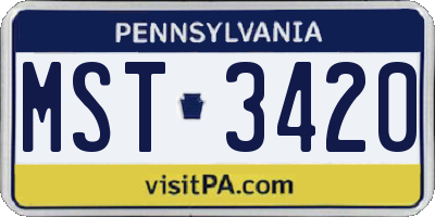 PA license plate MST3420