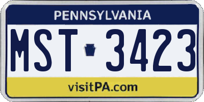 PA license plate MST3423