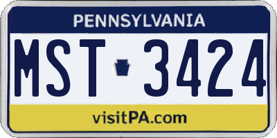 PA license plate MST3424