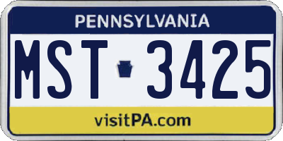 PA license plate MST3425