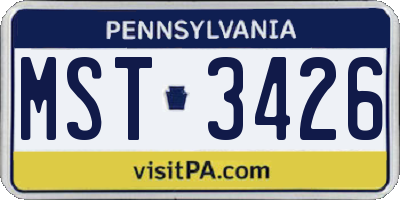 PA license plate MST3426