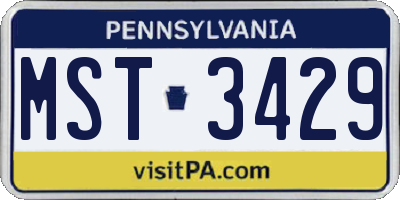PA license plate MST3429