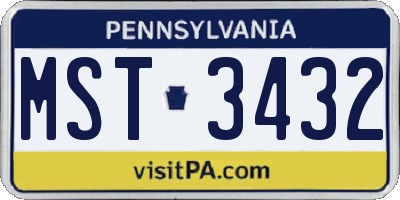 PA license plate MST3432