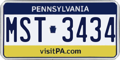 PA license plate MST3434