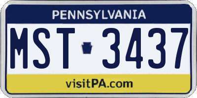 PA license plate MST3437