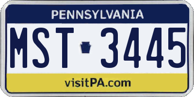 PA license plate MST3445