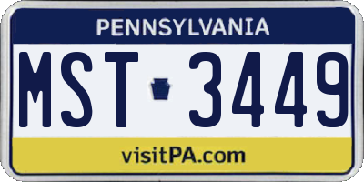 PA license plate MST3449