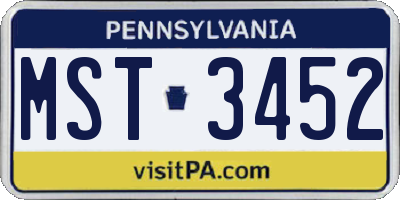 PA license plate MST3452