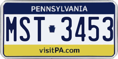 PA license plate MST3453