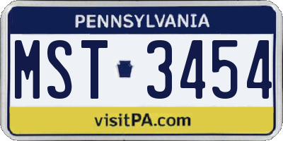 PA license plate MST3454
