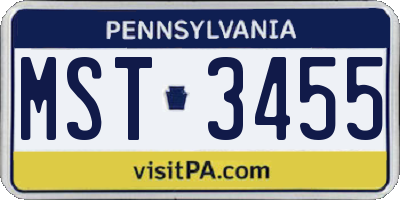 PA license plate MST3455