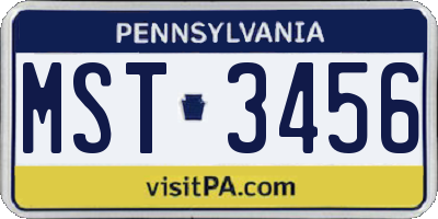 PA license plate MST3456