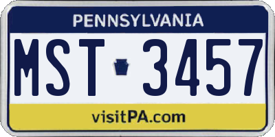 PA license plate MST3457
